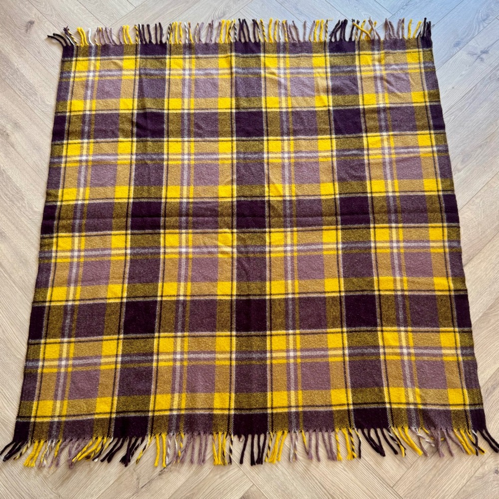 Vintage Faribo Fluff-Loomed 100% Wool Stadium Blanket Cabin Throw Lodge 54 x 58